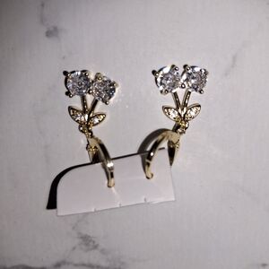 Elegant Gold and Silver Floral Earrings